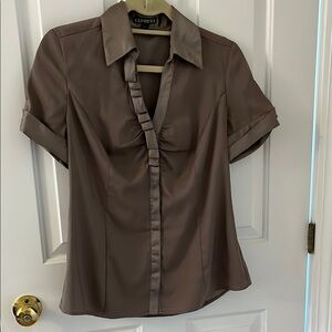 Express Women's Brown Satin Top. Size M